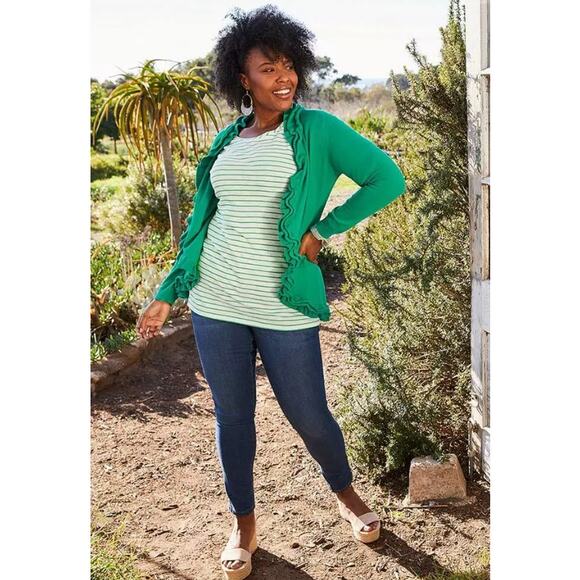 NWT Matilda Jane Women’s Spring To Mind Ruffled Cardigan Sweater‎ Size S Green - Picture 2 of 7